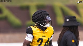 Steelers Rookie Joey Porter Jr. Fires Back In Response To Bengals WR's Criticism (Steelers News). Photo by Jordan Schofield / SteelerNation (Twitter / X: @JSKO_PHOTO)